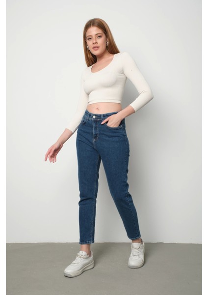 Kadın Mavi Mom Jeans