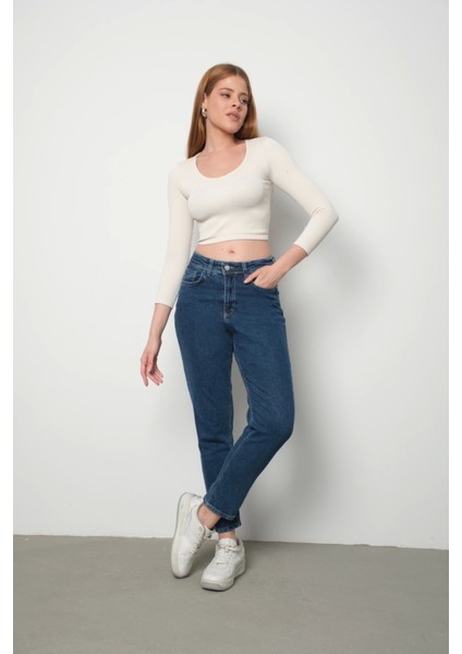 Kadın Mavi Mom Jeans