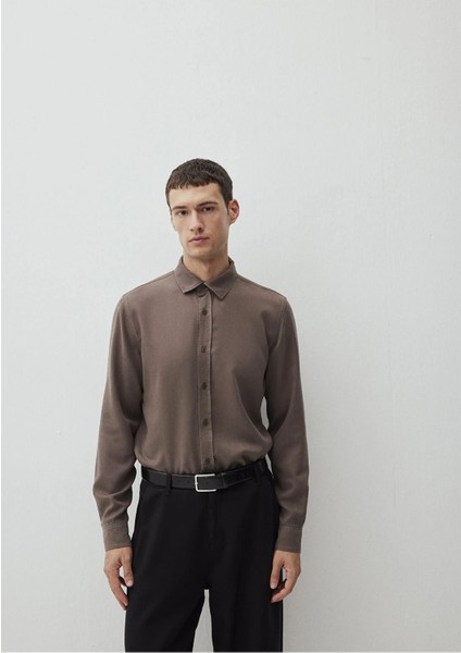 Kahverengi Tencel Tm Lyocell Gömlek Regular Fit / Normal Kesim 0210818-71550
