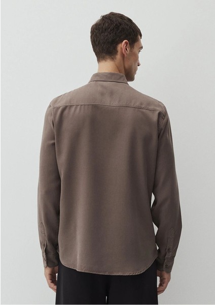 Kahverengi Tencel Tm Lyocell Gömlek Regular Fit / Normal Kesim 0210818-71550