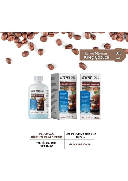 Acto® Antı-Calc 500 ml | Kahve Makinaları Için Sıvı Kireç Çözücü