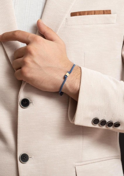 14 Ayar Altın Puslu Mavi İpli Kadın/Erkek Küp Bileklik modelleri