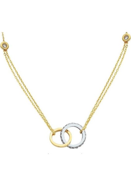 14 Ayar Altın Alyanslı Kolye Çift Zincirli