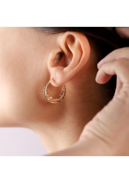 Altın Halka Küpe 2.1 cm 14 Ayar fırsatları