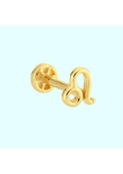 Altın Tragus Piercing 14 Ayar Aslan Burcu