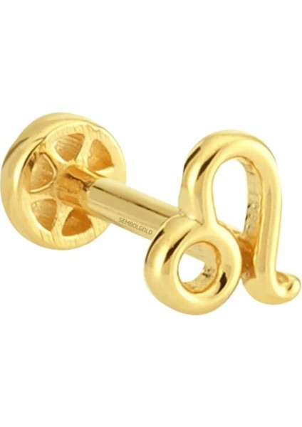 Altın Tragus Piercing 14 Ayar Aslan Burcu