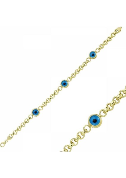 14 Ayar Altın Nazar Boncuklu Doç Bileklik Sg42-57516