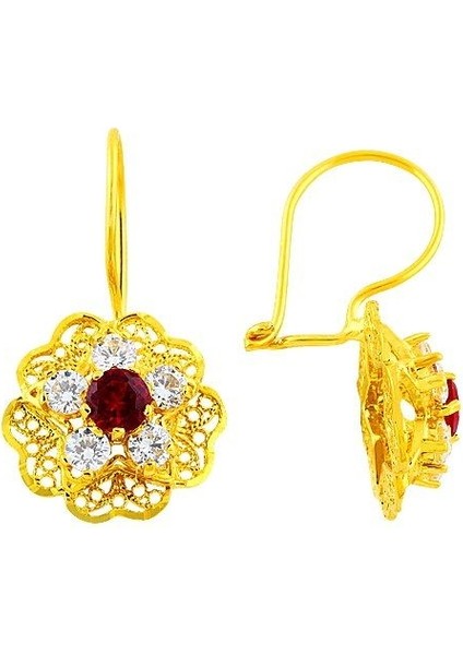 14 Ayar Altın Sallantılı Papatya Küpe T1152