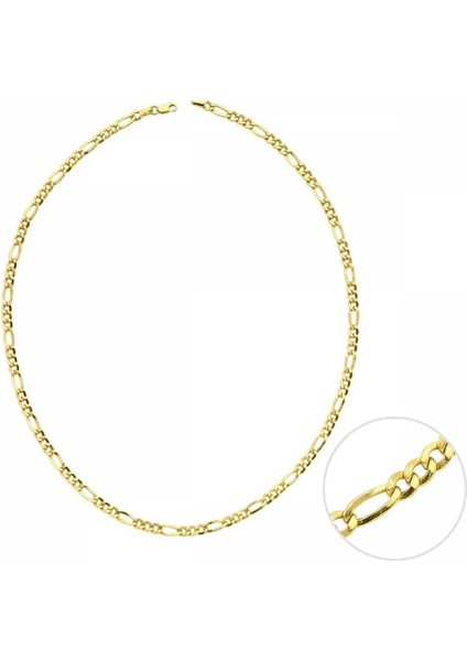 55 Cm Altın Cuban Figaro Zincir 3,85Mm