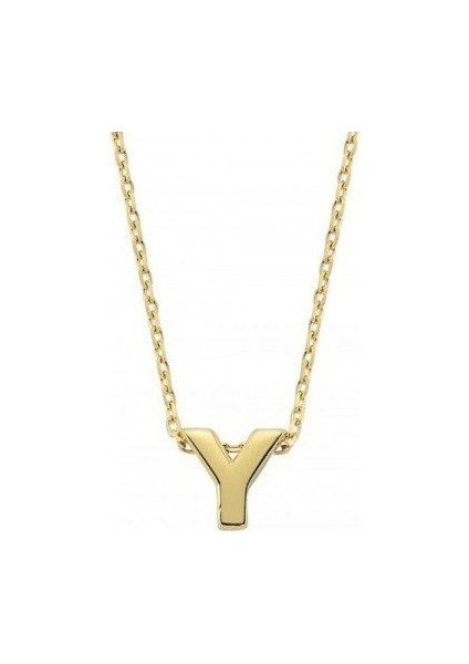 Altın Y Harfli Taşsız Kolye
