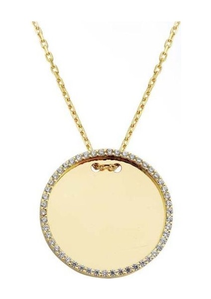 Altın Kolye Taşlı Plaka