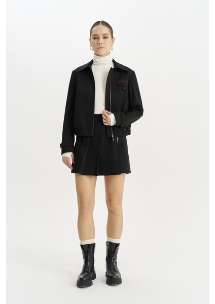 Kadın Beli Lastikli Fermuar Kapamalı Uzun Kollu Siyah Ceket 2591627 fiyatları