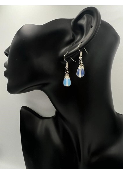 Sertifikalı Opal Doğal Taş Damla Kesim Küpe modelleri