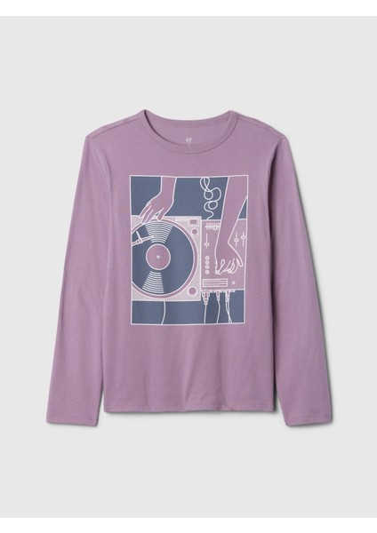 Erkek Çocuk Lila Grafikli T-Shirt