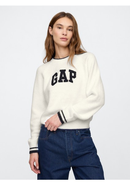 Kadın Kırık Beyaz Gap Logo Kazak