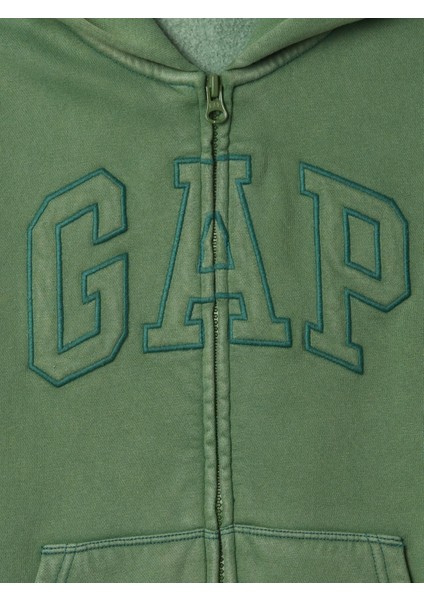 Erkek Çocuk Yeşil Gap Logo Vintage Soft Fermuarlı Sweatshirt modelleri