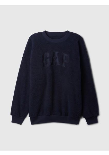 Kadın Lacivert Gap Logo Oversize Sherpa Heart Sweatshirt fiyatları