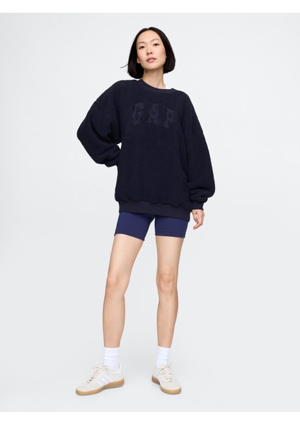 Kadın Lacivert Gap Logo Oversize Sherpa Heart Sweatshirt modelleri