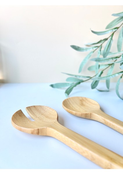 Bambu Salata Servis Kaşığı Seti - 2 Parça Kaşık