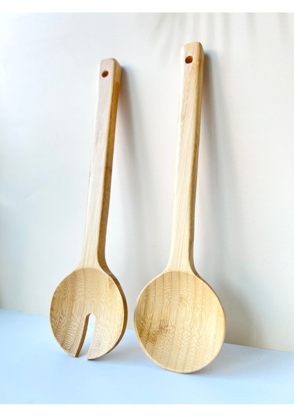 Bambu Salata Servis Kaşığı Seti - 2 Parça Kaşık