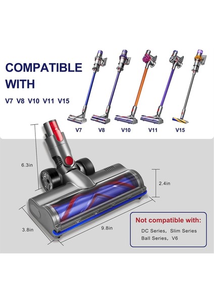 Dyson V7 V8 V10 V11 V15 Için Hızlı Çıkarılabilir Motorhead Temizleme Başlığı (Yurt Dışından)