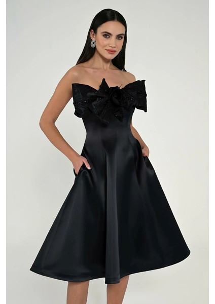 KADIN ABİYE STRAPLEZ FİYONK DETAYLI MİNİ ŞIK ELBİSE fiyatları