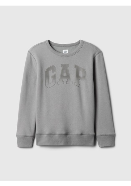 Erkek Çocuk Gri Gap Logo Grafikli Fleece Sweatshirt