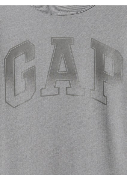 Erkek Çocuk Gri Gap Logo Grafikli Fleece Sweatshirt