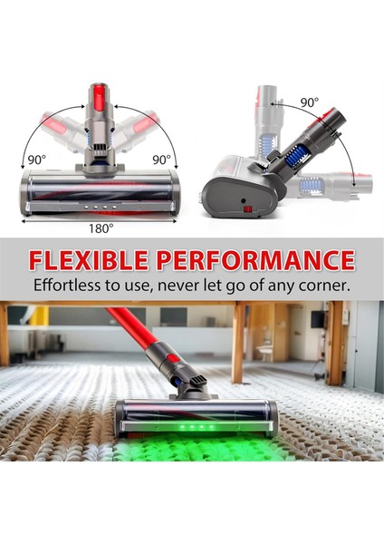 Dyson V7 V8 V10 V11 V15 Yeşil LED Işıklı Vakum Fırça Başlığı (Yurt Dışından)
