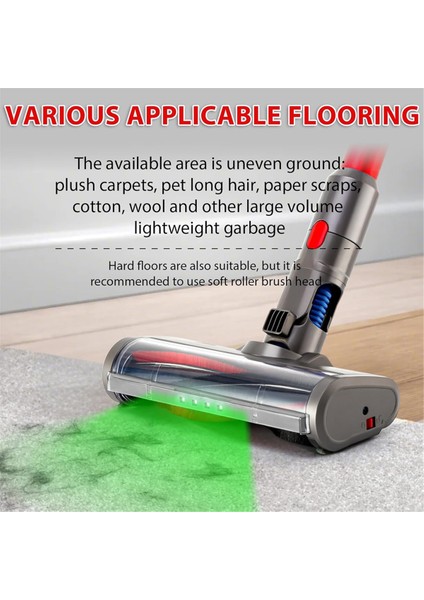 Dyson V7 V8 V10 V11 V15 Yeşil LED Işıklı Vakum Fırça Başlığı (Yurt Dışından)