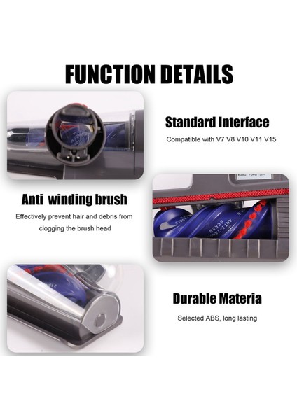 Dyson V7 V8 V10 V11 V15 Için Anti-Tangle Mini Motorlu Fırça Başlığı (Yurt Dışından)
