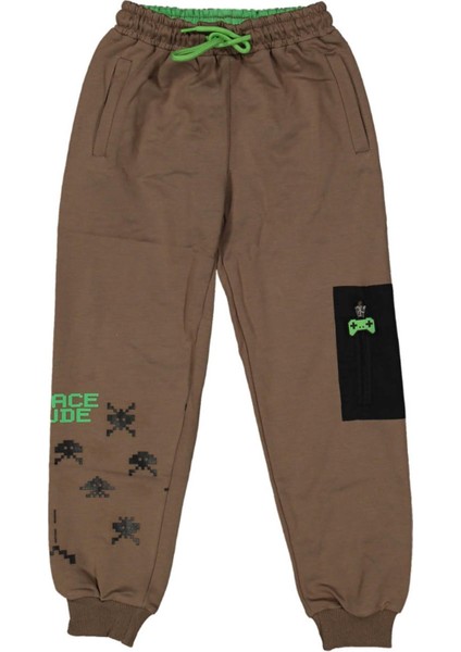 Çocuk Manşetli Cep Fermuarlı Baskılı Eşofman Alt BGL-ST03607