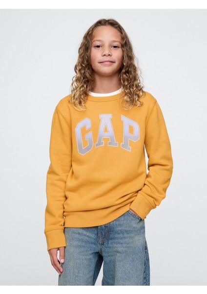 Erkek Çocuk Sarı Gap Logo Grafikli Fleece Sweatshirt