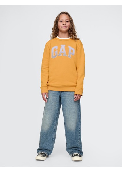 Erkek Çocuk Sarı Gap Logo Grafikli Fleece Sweatshirt