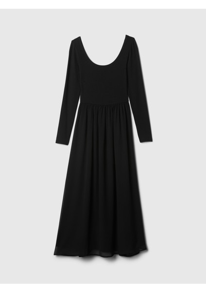 Kadın Siyah Tül Detaylı Midi Elbise fiyatları