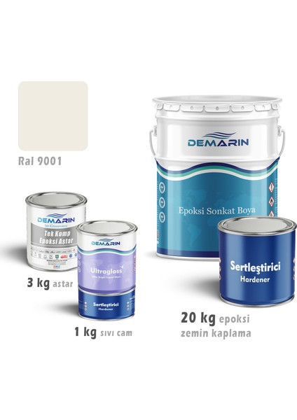 Epoksi Zemin Kaplama 20 Kg Set (3 Kg Astar +20 Kg Epoksi Zemin Kaplama +1 Kg Sıvı Cam)