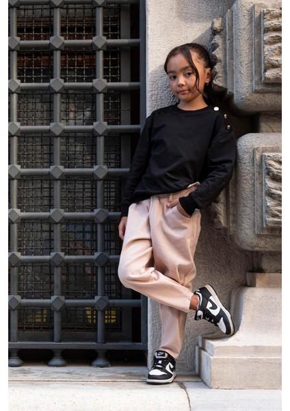 2'li Omuz Düğmeli Bel Fırfırlı Taş Gabardin Pantolon Takım fiyatları