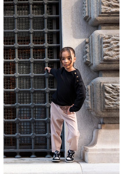 2'li Omuz Düğmeli Bel Fırfırlı Taş Gabardin Pantolon Takım fırsatları