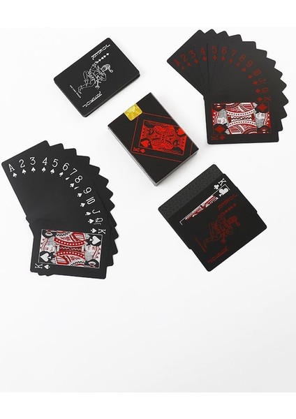 Mat Siyah Kırmızı Iskambil Kağıdı Plastik Su Geçirmez Oyun Kağıdı CIN954KR modelleri