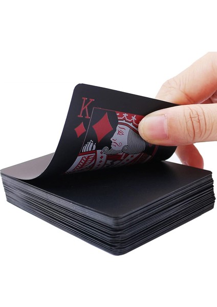 Mat Siyah Kırmızı Iskambil Kağıdı Plastik Su Geçirmez Oyun Kağıdı CIN954KR indirimleri
