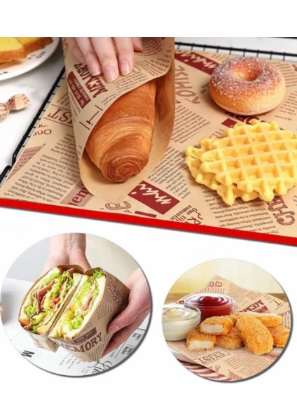 50 Adet Vintage Gazete Desen Sunum Kağıdı