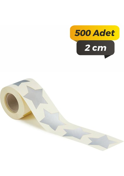 Yıldız Kesimli Gümüş Yaldız Çok Amaçlı Etiket 2cm (500 Adet)