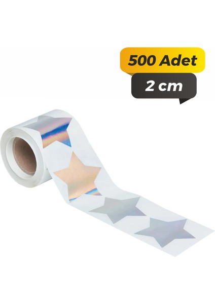 Yıldız Kesimli Hologram Çok Amaçlı Etiket 2cm (500 Adet)