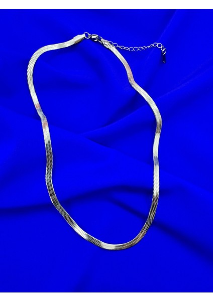 Italyan Ezme Gümüş Gri (Sılver) Paslanmaz Çelik Kolye 45CM modelleri