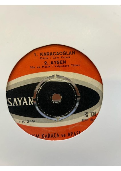 Cem Karaca ve Apaşlar – Emrah 7", 45 Rpm, 4 Şarkılı 1967 Baskı Ep (Plak)