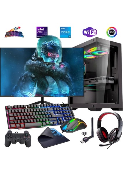 I5 12400F 16GB Ddr4 480SSD 12GB Arc B580 27" 165Hz Mon. Oyun Bilgisayarı (Gaming Set)