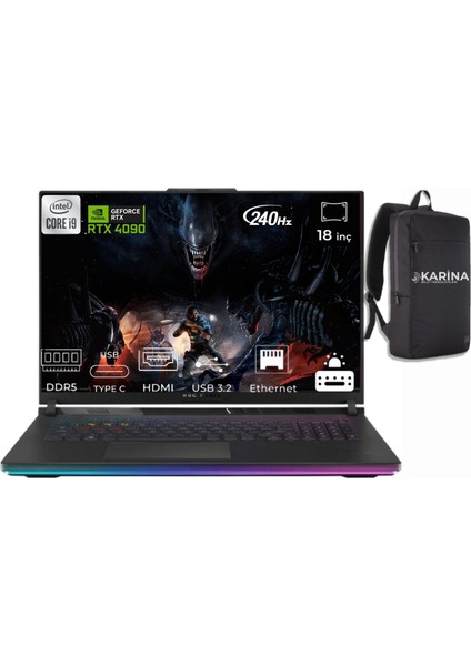 Rog Strix Scar 18 I9 14900HX G834JYR-R6101W-63 96GB 4tb+4tb Rtx 4090 W11PRO 18" Gaming Laptop