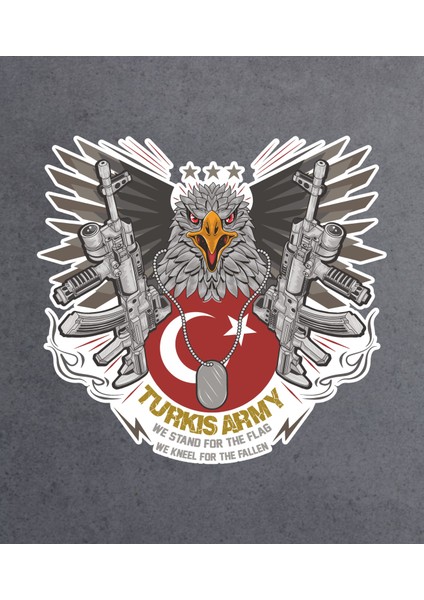 Silahlı Kartal Turkish Army Sticker Araba Oto Motosiklet Karavan Etiket 02148