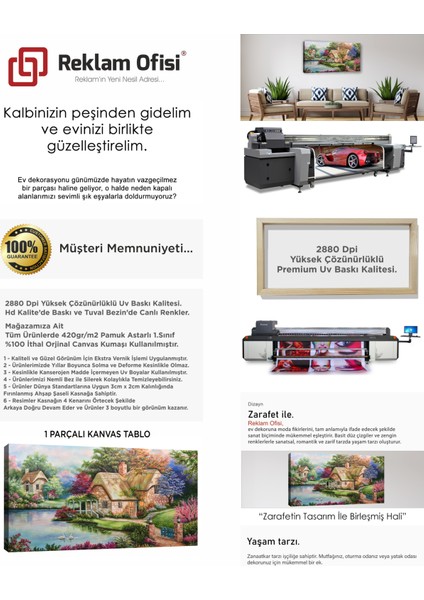 Kır Evi, Göl Kıyısı, Kuğulu Ev Dekoratif Premium Kanvas Tablo