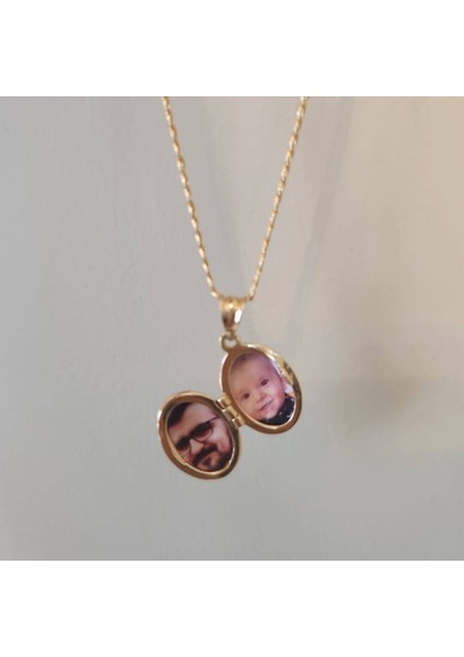 Altın Resimli Kolye Gurmet Zincirli Oval Love Tasarım fırsatları